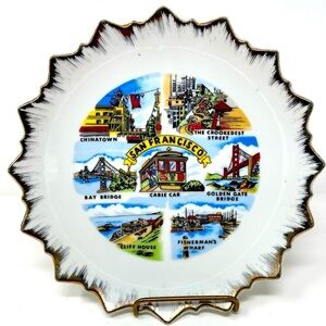 Beautiful San Francisco City Tour Souvenir Plate, 8” Vintage
